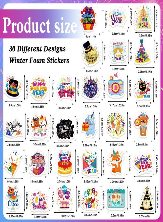 HOWAF 150pcs New Year Foam Stickers, 2026 News Years Cute Label Stickers for New Year's Eve Party Water Bottle Laptops Windows Decors, 2026 NYE Party Firework Vinyl Stickers for Kids Crafts Supplies - Image 2